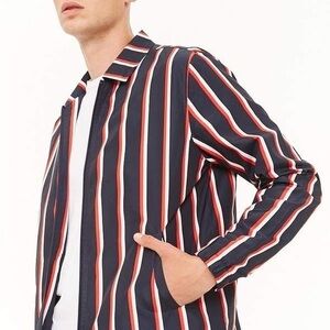 Striped Men's Jacket - Navy, Red, and White  BBB2